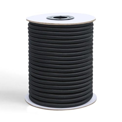 Strong and Durable Bungee Cord - 3/8" x 100ft Elastic Cord, Kayak Stretch String Rope, Bungee Shock Cords for Repairing Tent Poles, DIY, Tie Downs, Black - size: 3/8" x 100ft
