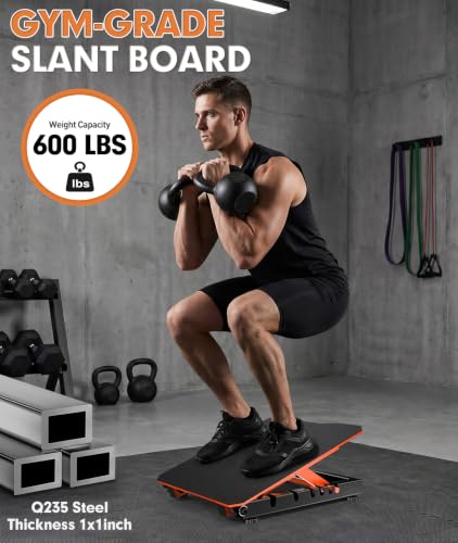 Steel Slant Board for Calf Stretching, Commercial Incline Board - color: Orange