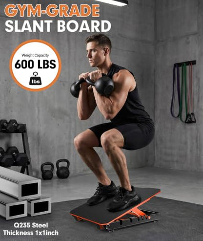 Steel Slant Board for Calf Stretching, Commercial Incline Board - color: Orange
