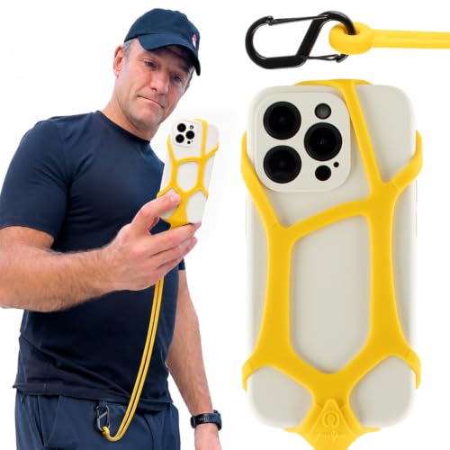 Pulpo Safety Cell Phone Lanyard Yellow Fits Smartphones 6.1" to 6.8” - Anti Theft Phone Strap for Men & Women, Lanyards for Phones, Hiking Phone Holder & Cellphone Lanyard,Silicone Crossbody Straps - color: Yellow