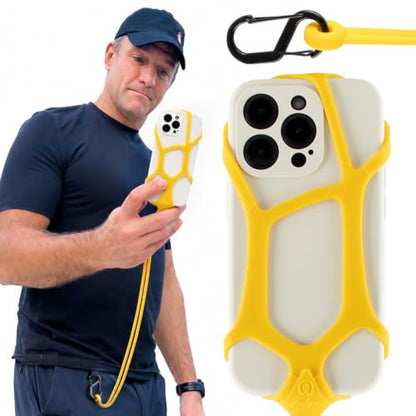 Pulpo Safety Cell Phone Lanyard Yellow Fits Smartphones 6.1" to 6.8” - Anti Theft Phone Strap for Men & Women, Lanyards for Phones, Hiking Phone Holder & Cellphone Lanyard,Silicone Crossbody Straps - color: Yellow