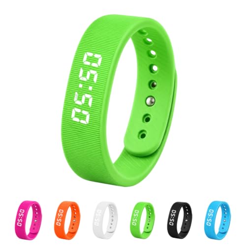Vibrating Alarm Wristband Effective Alarm Clocks for Deep Sleepers Wake Band Wrist Watch Silent Deaf People Shock with Men Vibration Heavy Sleeps Wrist Bracelet Silent that Won't Wake - color: Green