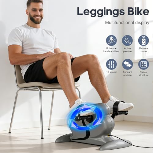 Electric Pedal Exerciser for Seniors with Remote Control - color: Gray