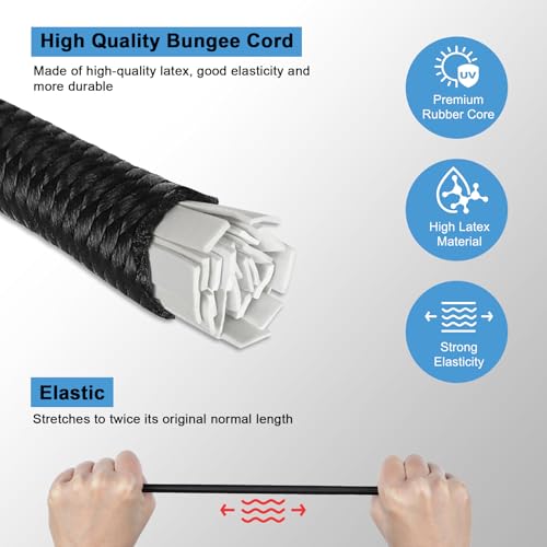 EXVITAL Adjustable Bungee Cords with Hook 48" Elastic Carabiner Bungee Cord Heavy Duty Bungee Straps for Outdoor Camping, Tents, Cargo 4PCS Black - size: 48"-4pcs