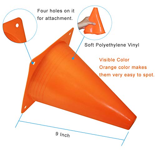9 Inch Plastic Training Traffic Cones, Sport Cones, Set of 10/12/24 - color: 24 Pack Orange