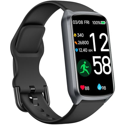 Amzhero Health Fitness Tracker with 24/7 Heart Rate, Blood Oxygen, Blood Pressure, Sleep Tracker, 5ATM Waterproof Activity Trackers with Step Tracker, Pedometer (S & L Bands Included) - color: Spaceblack
