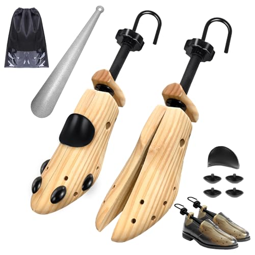 eachway Wooden Shoe Stretcher Men and Women for Wide Feet, Pair Premium of 4-way Shoe Tree Widener Stretch Length & Width - size: L (for Men's Size Us 10-13.5)