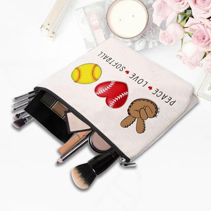 Softball Cosmetic Bag for Women, Birthday Gifts for Softball Lovers, Coach & Team - color: softball