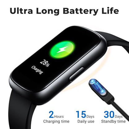 Fitness Tracker Smart Watch, 1.47" Full Touch Health Tracker with 24/7 Heart Rate & Blood Oxygen Monitor, Sleep Tracker, 3ATM Waterproof Step Tracker Activity Tracker for Women Men, Deep Black - color: Deep Black