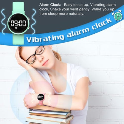 Kids Digital Pedometer Watch, Non-Bluetooth Fitness Tracker Watch, Steps Counter, Alarm Clock, Stopwatch, Gift for Children Teens Girls Boys