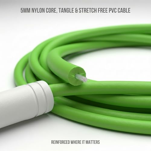 Elevate Rope Jump Rope for Men & Women, 5mm PVC Cable, 10 ft Adjustable - color: Venom Green
