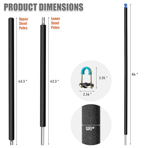6PCS Trampoline Poles Replacement - Universal Enclosure Poles with Hardware