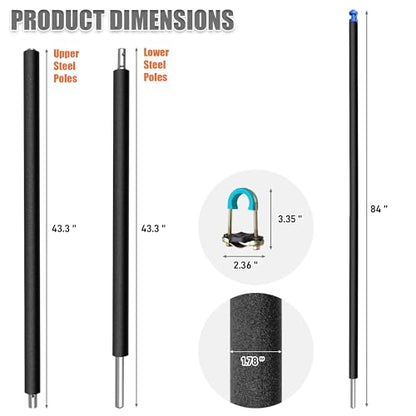 6PCS Trampoline Poles Replacement - Universal Enclosure Poles with Hardware