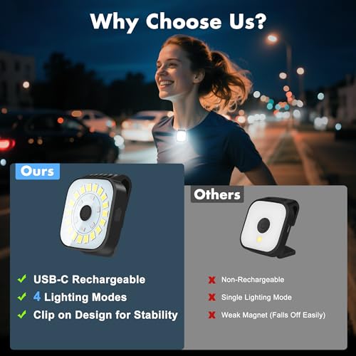 redaica 2 Pack Running Lights for Runners, Rechargeable, Clip On, 4 Modes - color: Black