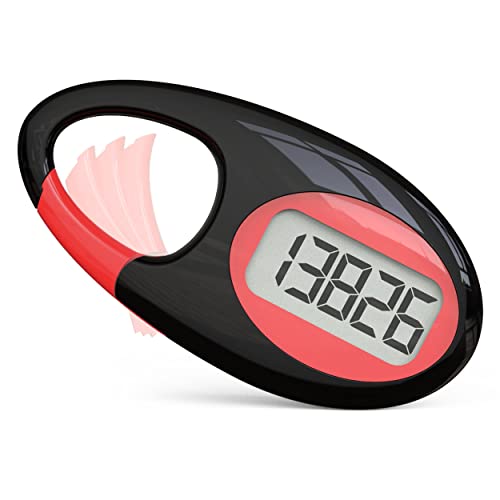 Simple 3D Step Counter, Walking Pedometer, Steps Tracker with Neck Lanyard/Carabiner for Men Women Teens Adults Seniors - color: Black-red