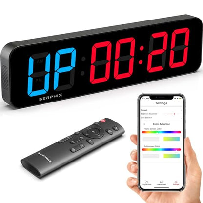15.2" Gym Timer, App & Remote Control, Gym Clock for Home Garage Outdoor
