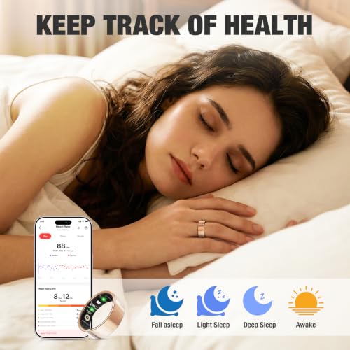 Smart Ring with Heart Rate, Blood Oxygen, Sleep Tracker, Step Tracker - size: 7
