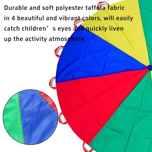 Parachute 13ft/ 16.4ft/ 20ft - Kids Play Gymnastics Parachute with Handles for Group Team Cooperative Games,Indoor Outdoor Gym Class Rainbow Parachute Birthday Church VBS Activity Supplies - size: 6.5ft