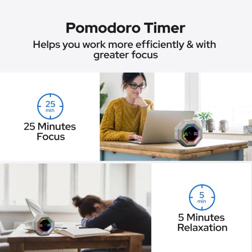 Visual Timer for Kids Kitchen Timer Pomodoro Magnetic Visual Countdown - color: Gray