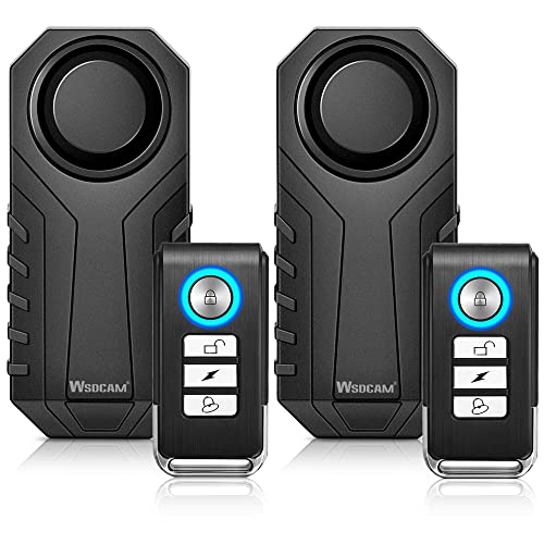 WSDCAM Bike Alarm with Remote 2 Pack, 113dB Wireless Anti-Theft Vibration Motorcycle Bicycle Alarm Vehicle Security Alarm System (Black) - size: 22R-03C Black