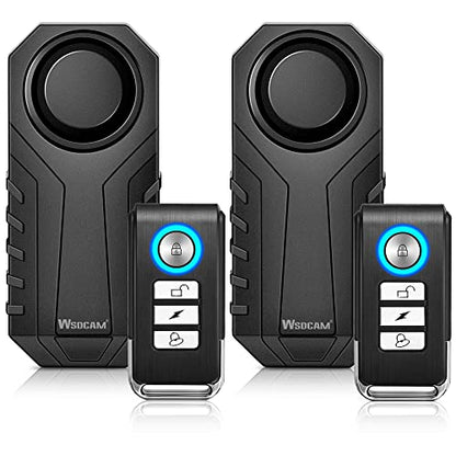 WSDCAM Bike Alarm with Remote 2 Pack, 113dB Wireless Anti-Theft Vibration Motorcycle Bicycle Alarm Vehicle Security Alarm System (Black) - size: 22R-03C Black