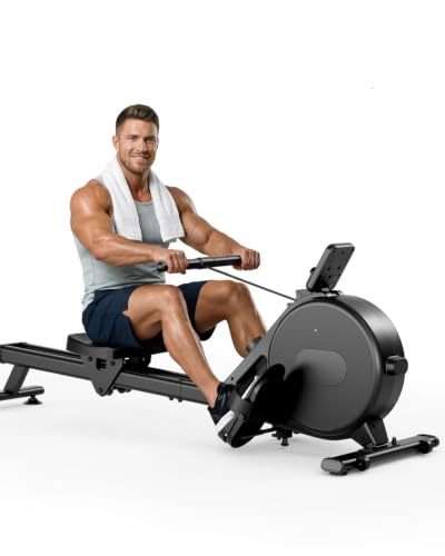 Superun Upgraded Rowing Machines for Home, Magnetic Rowing Machine with 32 Levels, Rower Machine of Quiet Resistance & 300LBS Weight Capacity, Row Machine with LED Monitor, App Supported - color: Sleek Black