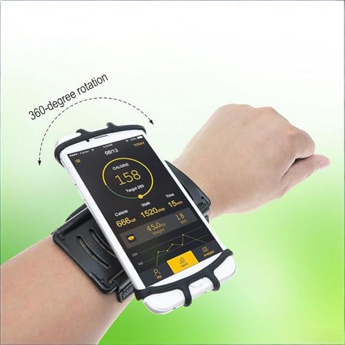 Wristband Cell Phone Holder, 360 Rotatable Running Forearm Armband for 4.7-6.7 Inch Smartphones, Compatible with iPhone 16 Pro/15/Pixel 9a/9 Pro/8a/Samsung Galaxy/Motorola Moto/Blu Phones (Black)