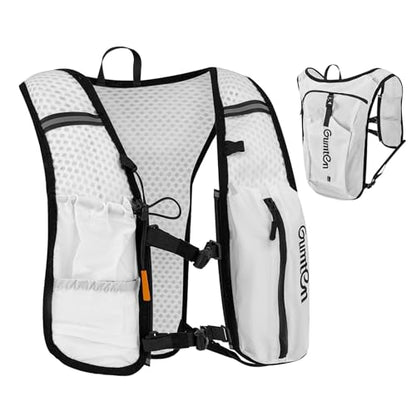 Running Vest for Women Men Adjustable Running Hydration Vest with Phone Holder Reflective Strips for Marathon Hiking Cycling - size: White, style: Only Running Vest