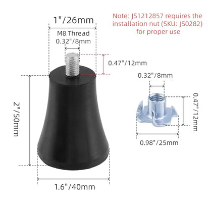 4Pcs 2-inch Height Rubber Furniture Legs Feet Pads Anti-Slip Risers Replacement for Furniture Chair Table Sofa (M8x12mm Bolt), Not Include Four-Claw Nuts - size: 2in-Height /M8 Bolt