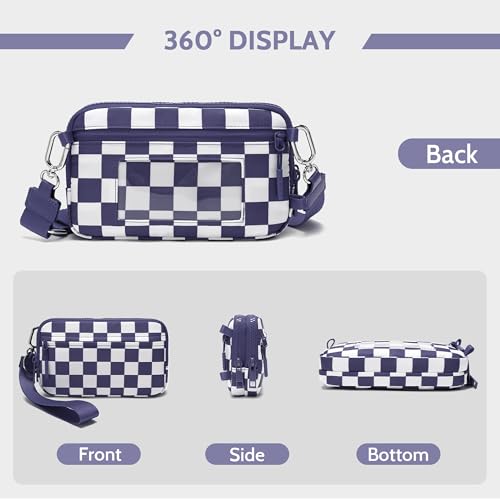 FODOKO Wristlet wallets for Women RFID crossbody bags with 4 Zippers - color: Purple