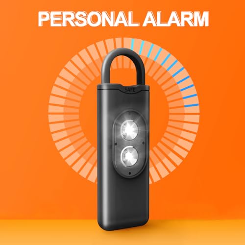 Halo-Siren Keychain, HaloSiren Personal Safety Alarm - 130db Loud Alarm Keychain with LED Strobe Light, Compact Emergency Siren (Double Flashing Lights - Orange + Copper Ring) - color: Double Flashing Lights - Orange + Copper Ring