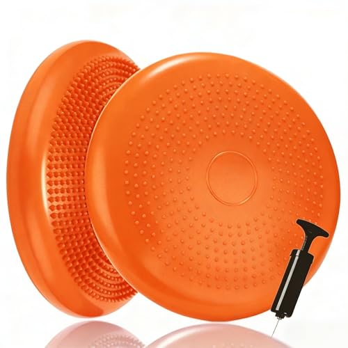 Wobble Cushion Core Balance Disc, Adults Air Wobble Board Balance Ball, Balance Board Seat for Kids, Flexible Seating for All Age Balance Pad - color: Orange
