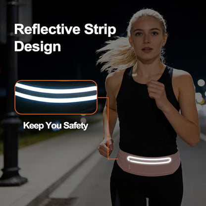 Slim Running Belt for Women Men,Phone Holder Waist Pack,Runners Fanny Pack - color: LIGHT PINK