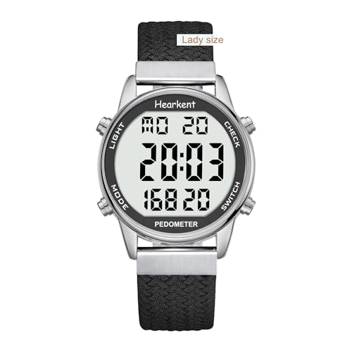 Hearkent Pedometer Watch,Step,Mileage&Calorie Tracker,Large Numbers - color: Black