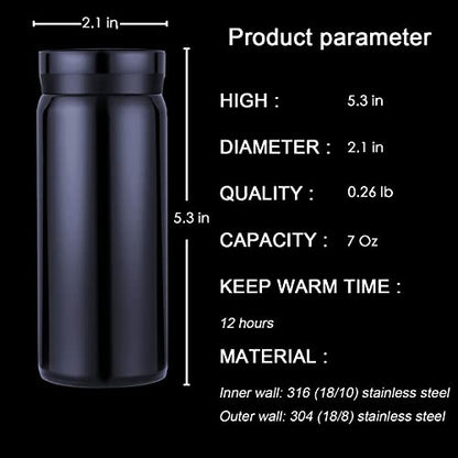 Mini Thermos Cute Water Bottle - 7 oz Tiny Insulated Vacuum 18/10 Stainless Steel Small Flask - Leak Proof & Spill Proof & Keeps Cold and Hot for Drink, Coffee, Tea - Blue - color: Blue, size: 6.8 Ounces
