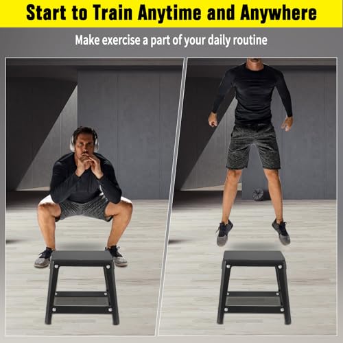 Plyometric Boxes for Jumping - color: Black, size: 12/18/24/30 inch