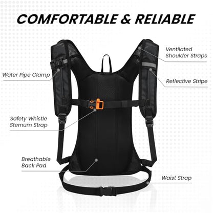 Nepest Hydration Pack Backpack with 2L Water Bladder Reflective Lightweight - color: Black