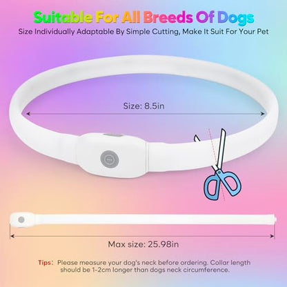 BSEEN Light Up Dog Collar - Silicone LED Dog Collar, Cuttable Lighted Puppy Collar, Glowing Dog Walking Lights for Small Medium Large Collars (Mix Color) - color: Mix Color-Standard(70cm)