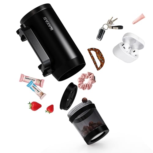 23oz Insulated Tumbler with Foldable Handle & 10oz Snack/Pill Container - color: black