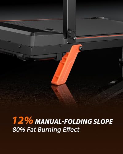 12% Incline Multifunctional Walking Pad with Height-Adjustable Handle Bar and Built-in Removable Desk, 8.0MPH/3.5HP Small Treadmill, 350LBS Weight Capacity Compact Treadmills (Black Orange)