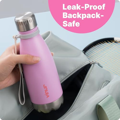 Small Water Bottle-12 oz Leak Proof Stainless Steel Water Bottle for Purse - color: Purple, size: 12 Ounces