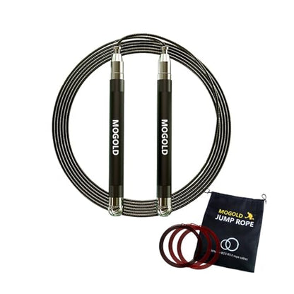 2-in-1 Speed Rope: 2mm for Boxing/MMA & 3mm for CrossFit - Tool-Free Adjustable Cable System with Dual Bearings - Sweatproof Hybrid Grip for High-Intensity Training - color: Black