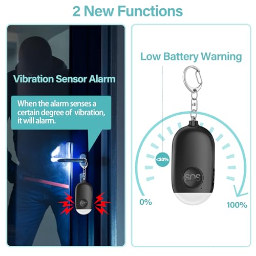 Hion Personal Safety Alarm for Women, 3 Pack Rechargeable 130dB Self Defense Keychain with LED Flashlight, Emergency Safe Sound Security Alarm for Children Elderly, White+Pink+Black - color: White+pink+black