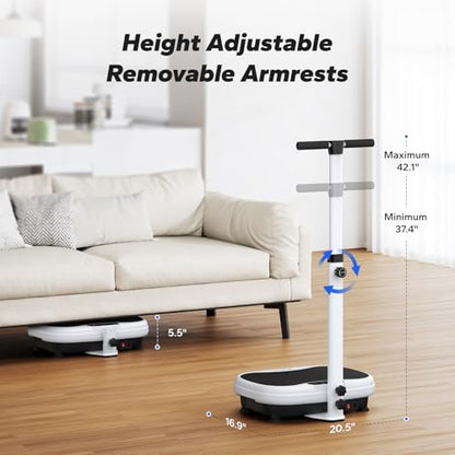 MERACH Vibration Plate Exercise Machine with Handle, 330 lbs Capacity - color: White
