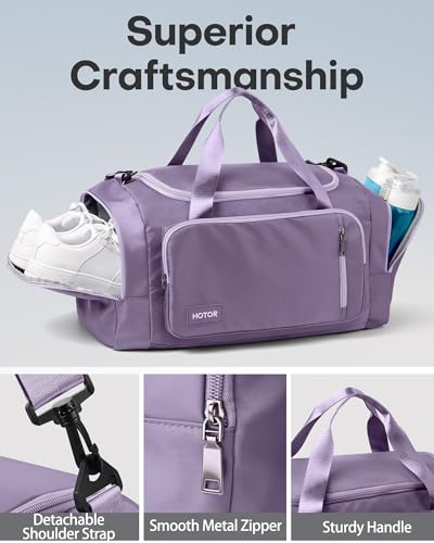 HOTOR Gym Bag, Duffle Bag with Shoe Compartment, Purple 20.5x11x10.6 Inch - color: Purple, size: 20.5" x 11.0" x 10.6"