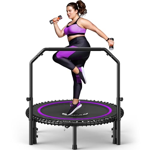 BCAN BT2 40/48" Rebounder Trampoline for Adults, Handle, Indoor, 450/550lbs - color: 40IN-MAUVE, size: 40IN