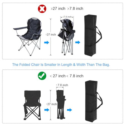 PATIKIL 27 Inch Camp Chair Replacement Bag - Nylon Folding Carrying Storage Bag for Beach With Large Zipper Shoulder Strap for Camping Travel, Black - size: 27 x 7.8 x 7.8 inch