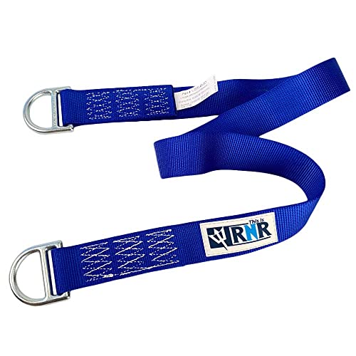 Rock-N-Rescue Professional Nylon Web Anchor Strap - Safety-Rated D-Ring Configuration, Heavy-Duty Fall Protection Equipment, Multiple Lengths 36-180 Inch, Industrial Safety Gear - size: 48"