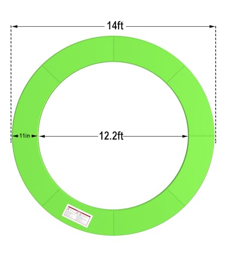 LANGXUN Universal Trampoline Repalcement Safety Pad, 8ft 10ft 12ft 14ft 15ft 16ft Waterproof Surround Spring Foam Cover for Round Frame - color: Green, size: 14ft