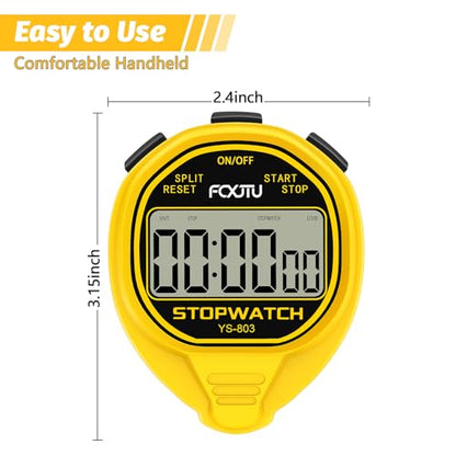 Digital Waterproof Simple Stopwatch, Silent Basic Stop Watch for Swimming - color: Yellow